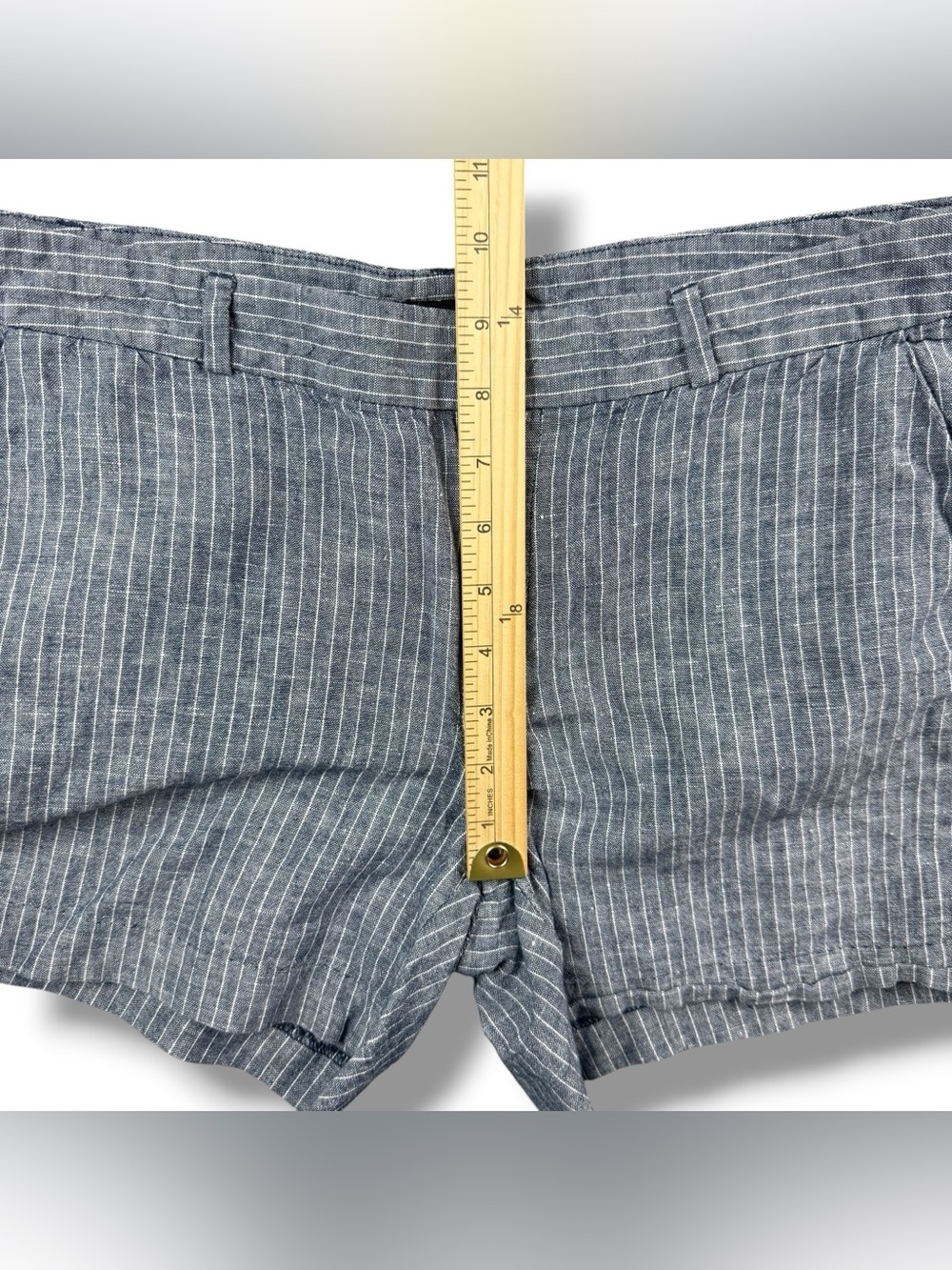Banana Republic Women’s Linen Blend‎ Pinstripe Shorts Gray Size 4 Waist 31 - Picture 8 of 10